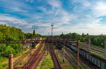 Fototapeta na wymiar Ukraine, Krivoy Rog, the 16 of July 2020. Rail road transport system in Krivoy Rog.
