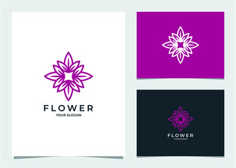 Flower logo design with line art style. logos can be used for spa, beauty salon, decoration, boutique, wellness, bloom, botanical 