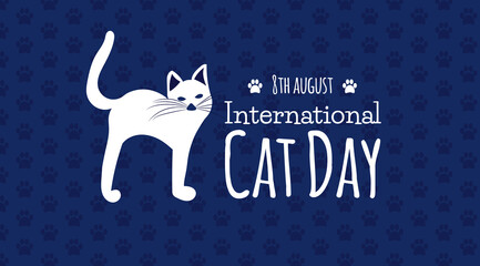 International Cat Day Blue Background Illustration
