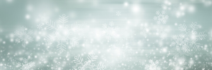 Fototapeta na wymiar white and gray Christmas light with snowflake bokeh background, Winter backdrop wallpaper.