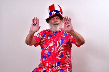 Patriotic gentleman displaying his 