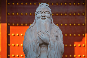 Statue of Confucius at the Temple of Confucius in Beijing, China
