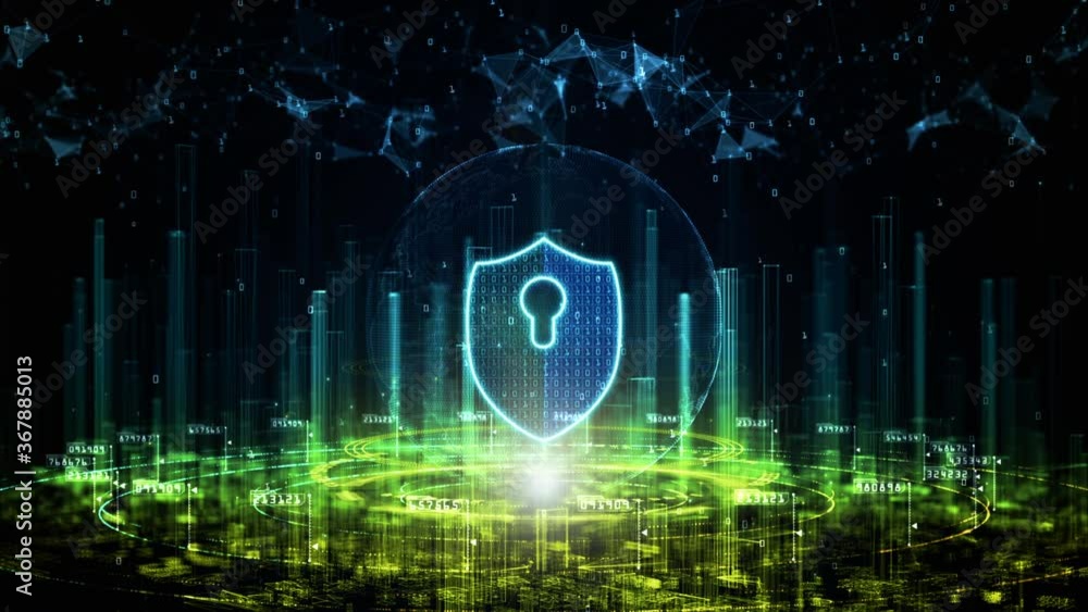 Aufkleber smart city of cyber security. digital data network protection. high speed connection data analysis. 