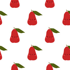Kawaii Cartoon  Chompu Fruit. Seamless Patterns 