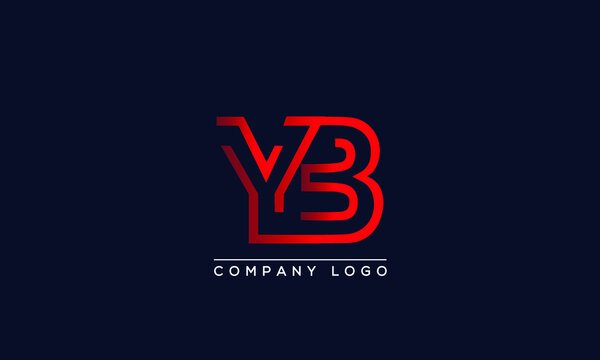 Abstract unique modern minimal alphabet letter icon logo YB