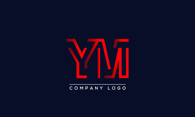 Fototapeta na wymiar Abstract unique modern minimal alphabet letter icon logo YM