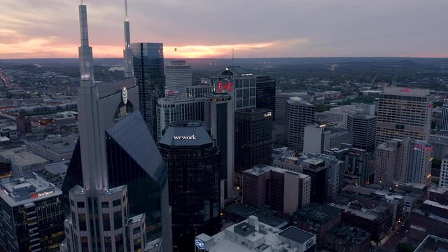 Great Close Up Rotating Aerial Nashville Buildings