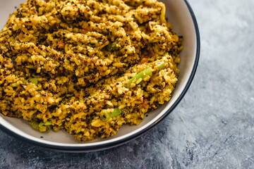 plant-based food, vegan turmeric quinoa and rice with mixed vegetables