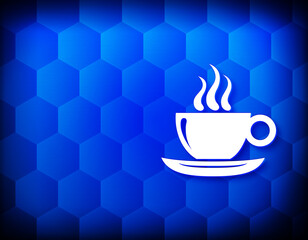 Coffee cup icon hexagon creative abstract blue background seamless hexagonal illustration design