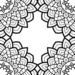 decorative floral monochrome mandala ethnicity frame