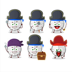 Cartoon character of alarm clock with various pirates emoticons