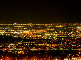 Night high angle view of the famous Las Vegas cityscape