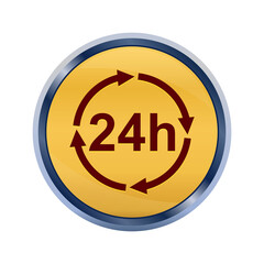 24 hours update icon super yellow round button illustration