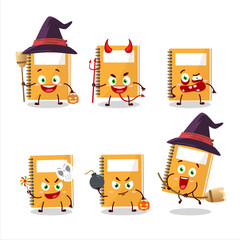 Halloween expression emoticons with cartoon character of orange study book