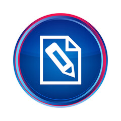 Pencil in page icon silky blue round button aqua design illustration