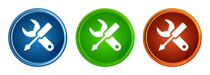 Settings icon stylish round button set glass design