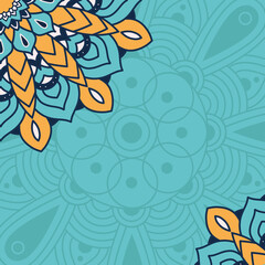 decorative floral mandala with blue background