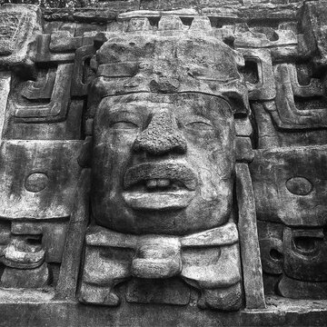 Mask Temple Lamanai Belize