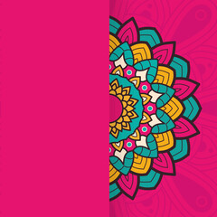 decorative floral colorful half mandala ethnicity artistic icon
