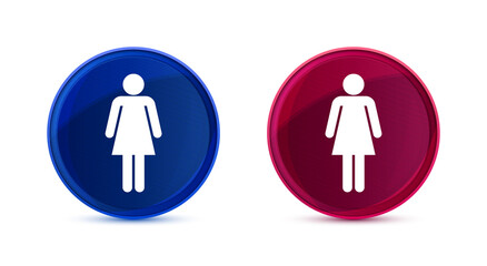 Woman icon silky round button set illustration