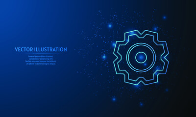 gear on blue abstract background.  starlight background