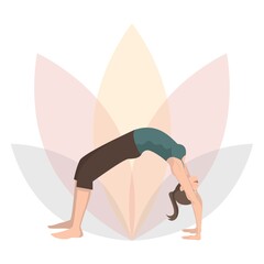 woman practising yoga in upwards facing bow yoga pose