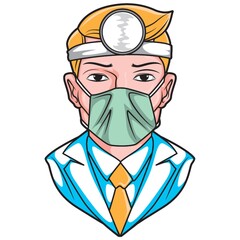 Obraz premium dental doctor with mask and head torch