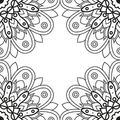 decorative floral monochrome mandala ethnicity frame