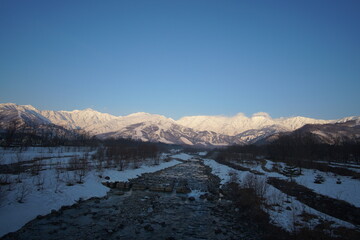 Morning view of mountains in northern alps of Japan, Hakuba