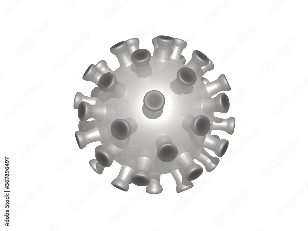 Fototapete silver corona virus illustration having sticky arms around the body with a uniform texture by 3d ren