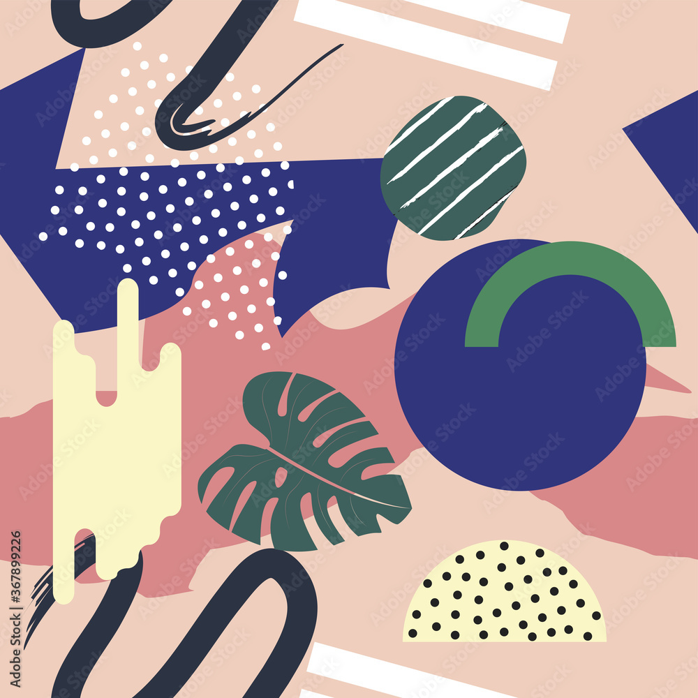 Poster seamless abstract geometric pattern in retro trendy style