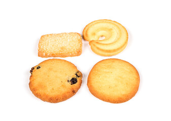 Danish butter cookies, butter cookies on white