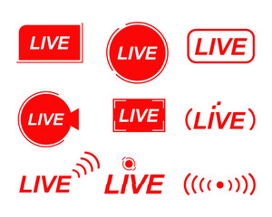 A collection of live streaming icons. for live streaming, broadcast, online streaming. TV shows, shows, films and live shows. Vector Design