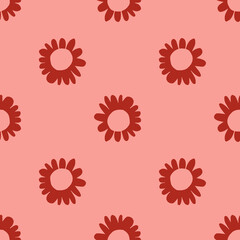 Seamless pattern with small red flowers. Decorative floral backdrop