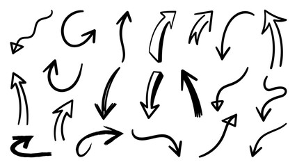 Hand drawn arrow vector icons set. sketch arrow design for business plan and education.