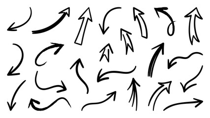 Hand drawn arrow vector icons set. sketch arrow design for business plan and education.
