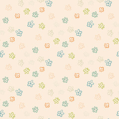 Spring light floral background with little daisy flowers. Pastel background. Multicolor botanic elements.