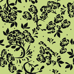 Black Roses on Grey background Floral Pattern Seamless Vector Illustrator. Great for fabrics, textiles, wallpapers, backgrounds, 