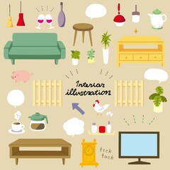 Flat design furniture illustration set