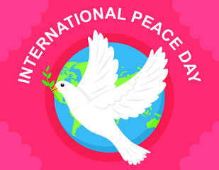 International day of peace with dove flat design