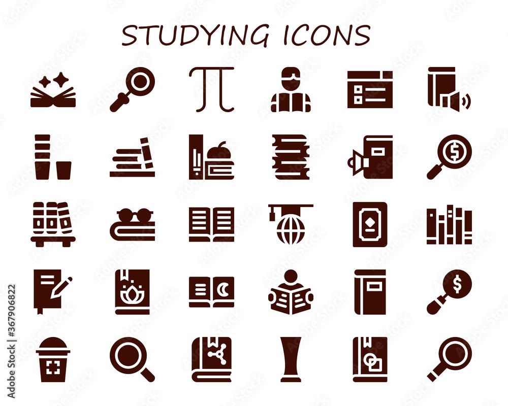 Sticker studying icon set