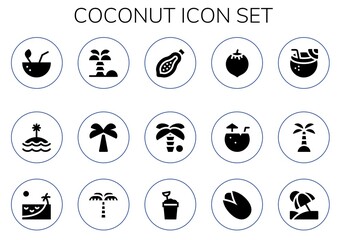 Modern Simple Set of coconut Vector filled Icons