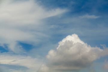 Fototapeta na wymiar The blue sky with white cloud. Beautiful sky with fluffy cloud.