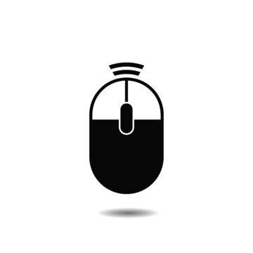 Wireless computer mouse system icon with shadow
