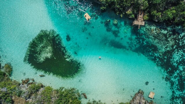 Aerial view of Weekuri Lagoon in Sumba Indonesia