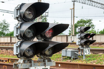 Railway traffic light and red signal light
