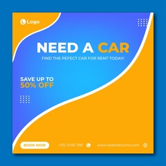 Rent car social media banner template