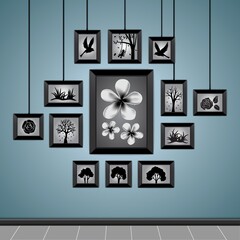 photo frames on a wall