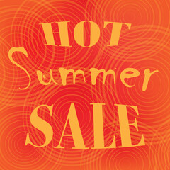 Hot summer sale banner, red orange colors, sale advertisement concept.