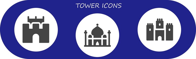 Modern Simple Set of tower Vector filled Icons